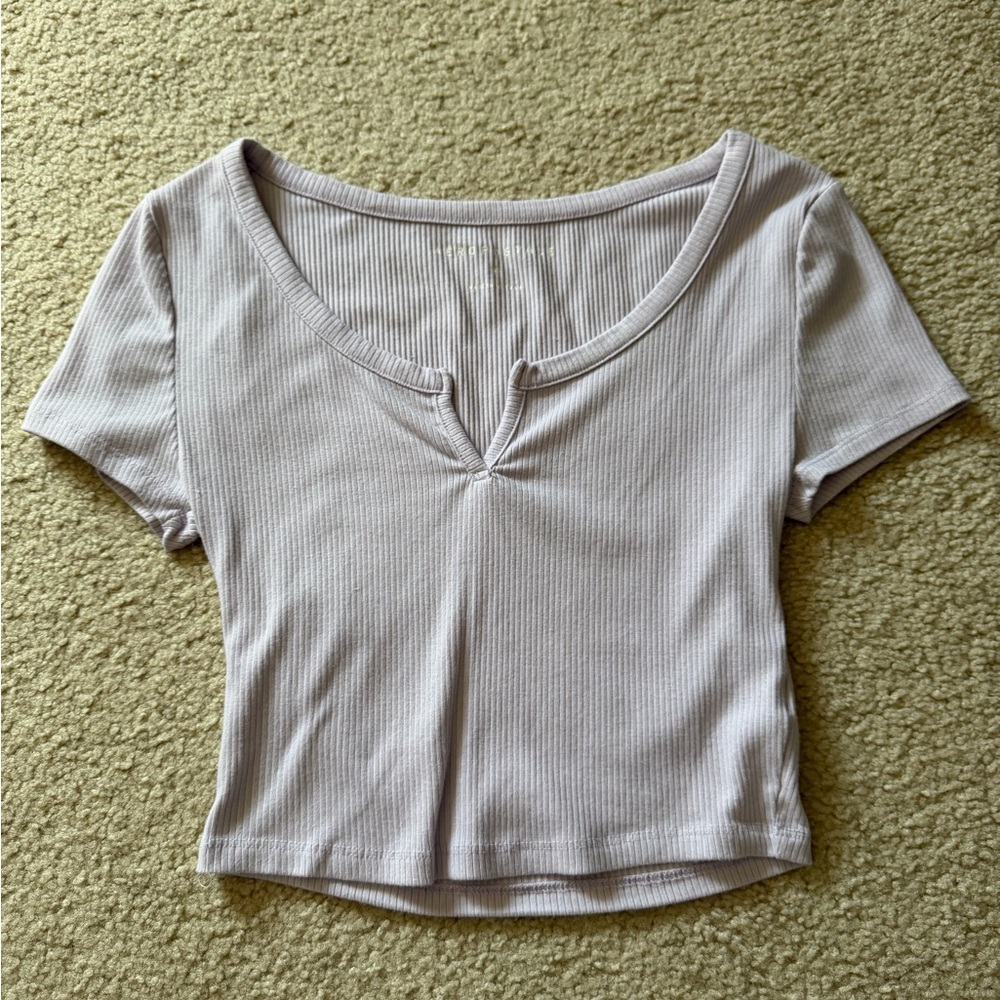 Lavender ribbed shortsleeve crop top